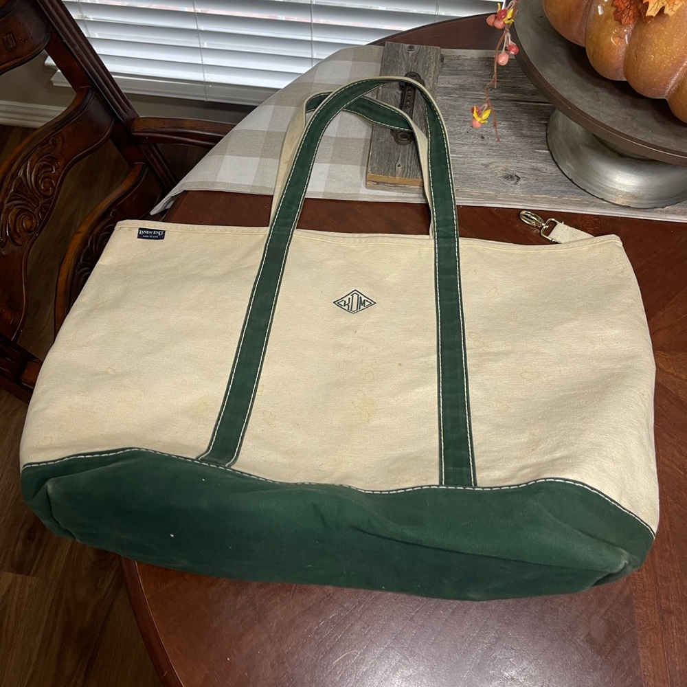 RARE Land’s End XL Canvas Boat Tote open top